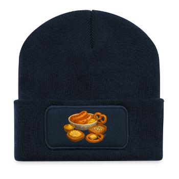 Assiette à saucisses - Beanie recyclé à patch - bleu marine - Devant