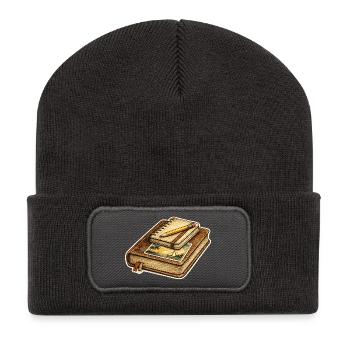 Journal de voyage vintage relié - Beanie recyclé à patch - charbon - Devant