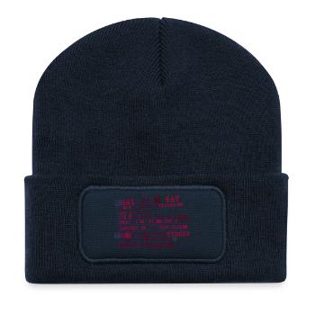 Typographie de la résolution implacable - Beanie recyclé à patch - bleu marine - Devant