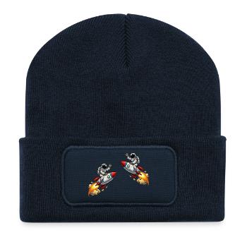 Aventure de la fusée astronaute - Beanie recyclé à patch - bleu marine - Devant