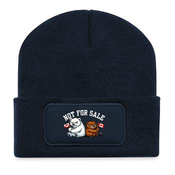 Greenland and Canada are not for Sale Funny Design - Recycled Patch Beanie - french navy - Front
