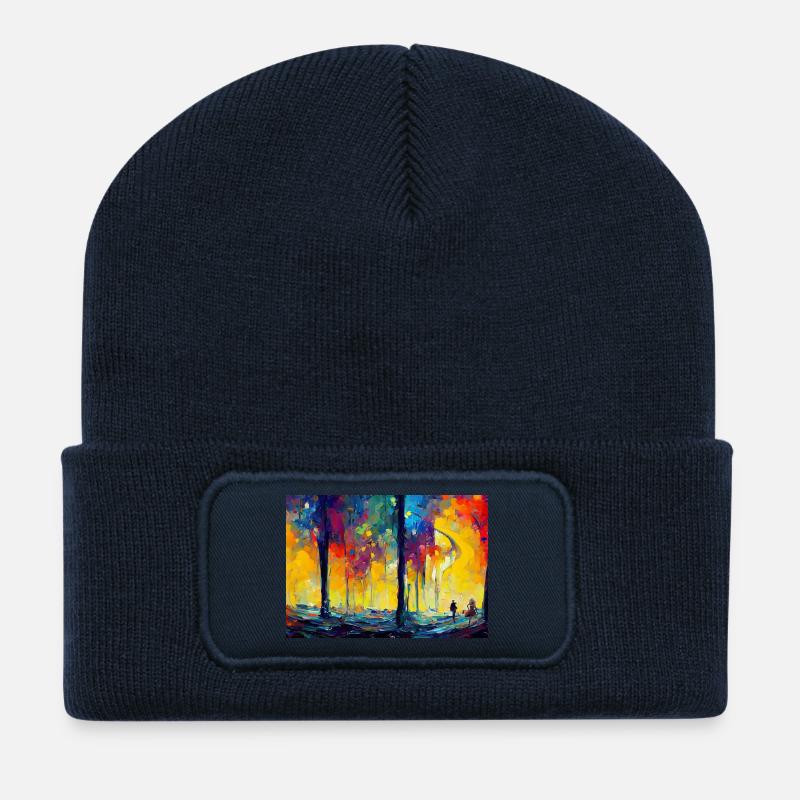 Mondnacht im Farbwald - Recycelte Patch Beanie - French Navy