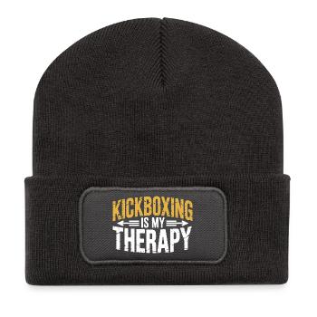 Kickboxing Ist Meine Therapie - Recycelte Patch Beanie - Dunkelgrau - Vorne