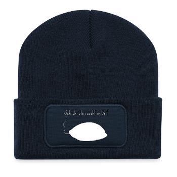 Schildkröte lustiger Wortwitz, zweideutiger Humor - Recycelte Patch Beanie - French Navy - Vorne