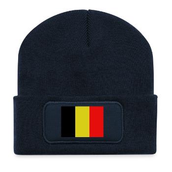 Drapeau belge - Beanie recyclé à patch - bleu marine - Devant