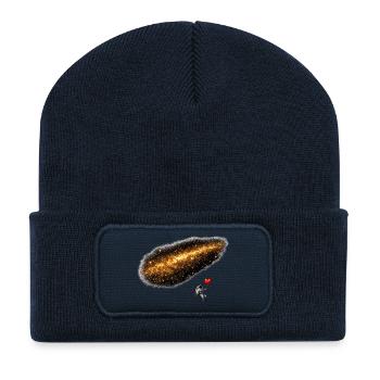Astronaute dans le cosmos avec un ballon en forme de cœur - Beanie recyclé à patch - bleu marine - Devant