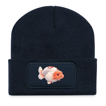 SUPER GROS RANCHU© AAA Orange blanc Ranchu Poisson rouge - Beanie recyclé à patch - bleu marine - Devant