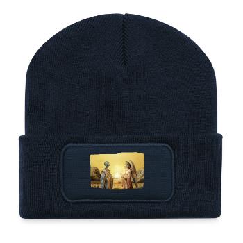 Alien & Angel Light Orb Begegnung mittelalterliche Science-Fiction - Recycelte Patch Beanie - French Navy - Vorne