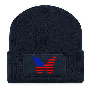Aile Americaine à rayures - Beanie recyclé à patch - bleu marine - Devant