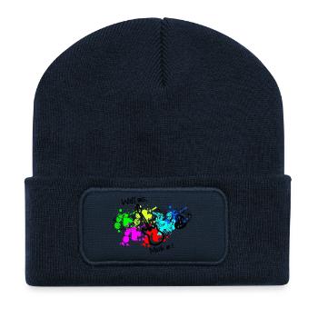Musik an, Welt aus - Gitarre - Recycelte Patch Beanie - French Navy - Vorne