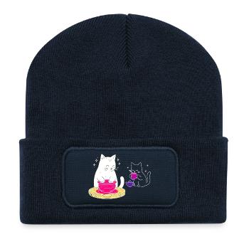 Cute Pottery Cats – lustiges Geschenk eines Keramikkünstlers - Recycelte Patch Beanie - French Navy - Vorne