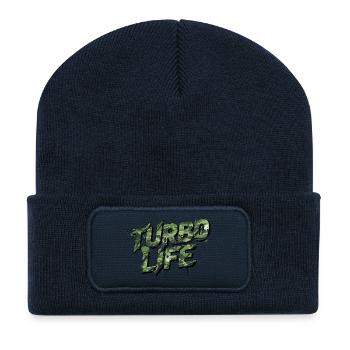 Turbo Life – Déclaration de la culture du camouflage automobile - Beanie recyclé à patch - bleu marine - Devant