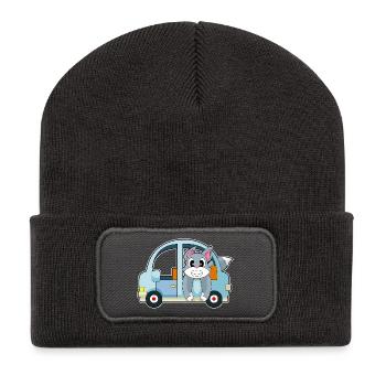 Cat Car - Beanie recyclé à patch - charbon - Devant