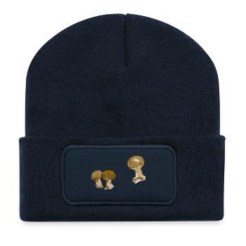 Aquarell Pilzduo - Recycelte Patch Beanie - French Navy - Vorne