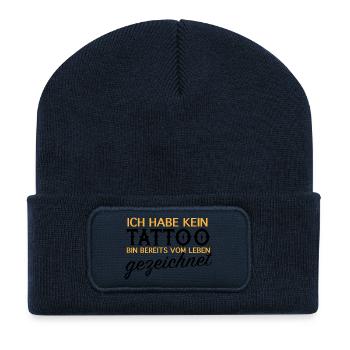 Kein Tattoo, vom Leben gezeichnet - Recycelte Patch Beanie - French Navy - Vorne