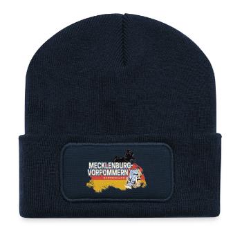 Mecklenburg-Vorpommern Deutschland Bundesland - Recycelte Patch Beanie - French Navy - Vorne