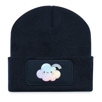 Kawaii Cloud Gift for Girls Kids - Recycled Patch Beanie - french navy - Front