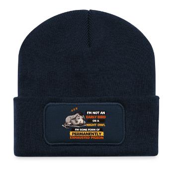 Pigeon épuisé de façon permanente - Beanie recyclé à patch - bleu marine - Devant