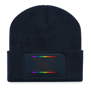 Prinz liebt Männer – Gay Pride, CSD Design Spruch - Recycelte Patch Beanie - French Navy - Vorne