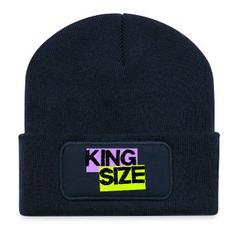 Streetwear urbain King Size – Design de mèmes statement - Beanie recyclé à patch - bleu marine - Devant