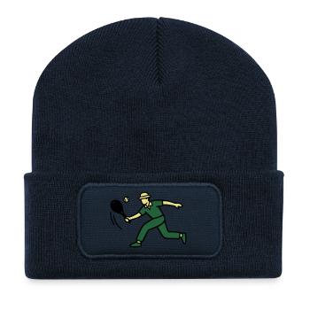 Service rétro de joueur de tennis - Beanie recyclé à patch - bleu marine - Devant