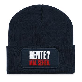 Rente? Mal Sehen – Kontrast-Typo - Recycelte Patch Beanie - French Navy - Vorne
