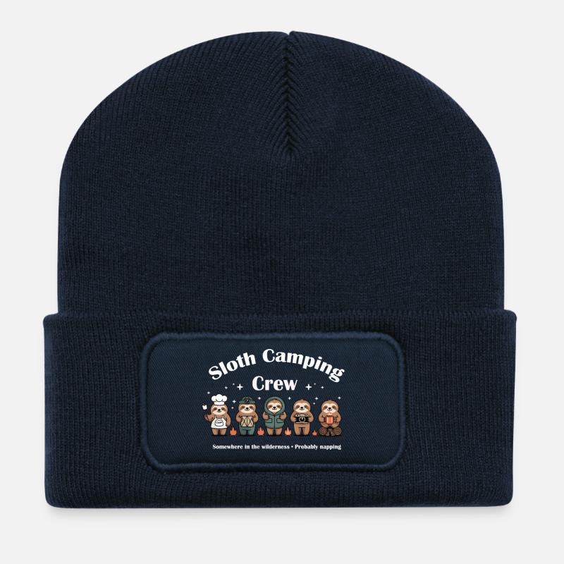 Sloth Camping Crew - Recycled Patch Beanie - french navy