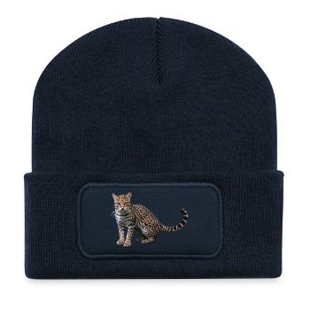 Künstlerischer Leopard - Recycelte Patch Beanie - French Navy - Vorne