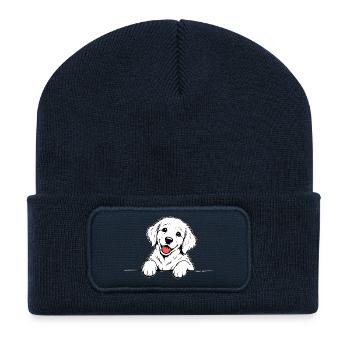 Golden_Retriever_Welpen_Pfote_weiss - Recycelte Patch Beanie - French Navy - Vorne