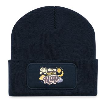 Mental Wellness Meine Aura Braucht Schlaf Sleep - Recycelte Patch Beanie - French Navy - Vorne