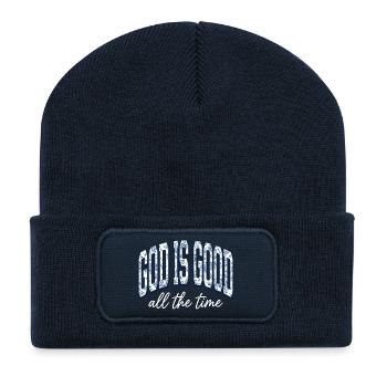 God Is Good All The Time Christian - Recycled Patch Beanie - french navy - Front