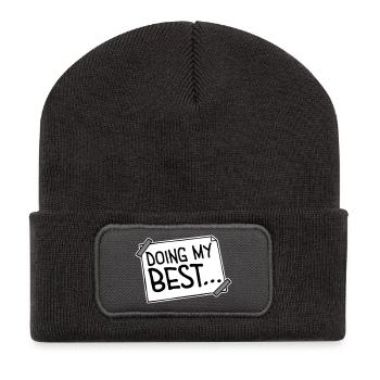 Doing My Best Lustig Ehrlich Motivational Spruch - Recycelte Patch Beanie - Dunkelgrau - Vorne