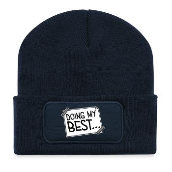 Doing My Best Lustig Ehrlich Motivational Spruch - Recycelte Patch Beanie - French Navy - Vorne