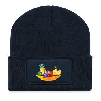 Geometric Fruit Still Life – Fruit Bowl - Recycled Patch Beanie - french navy - Front