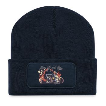 Flammes du Crâne Hot Rod - Beanie recyclé à patch - bleu marine - Devant
