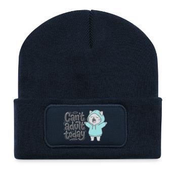 Can't adult today - Katze im Hoodie - Recycelte Patch Beanie - French Navy - Vorne