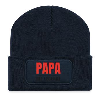 Papa die Legende – Vatertag Geschenk bester Papa - Recycelte Patch Beanie - French Navy - Vorne