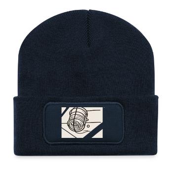 Line Art Yarn Ball - Recycled Patch Beanie - french navy - Front