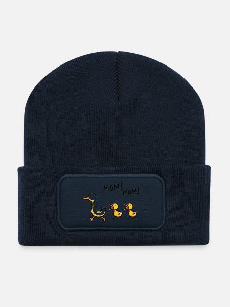 Ente Küken Mama Lustig Muttertag Geschenk - Recycelte Patch Beanie - French Navy