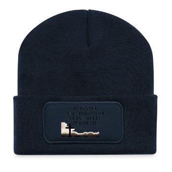 Ruhe der Seele im Kreuz - Recycelte Patch Beanie - French Navy - Vorne