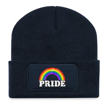 Pride Regenbogen Vintage Statement LGBTQ Fans - Recycelte Patch Beanie - French Navy - Vorne