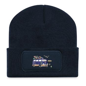 USA Camper Motif Vanlife Camping Vacation - Recycled Patch Beanie - french navy - Front