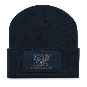 Menschenrechte Statt Rechte Menschen T-Shirt  - Recycelte Patch Beanie - French Navy - Vorne