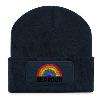 Be Proud | Rainbow Mosaic | Pride | LGBT - Recycled Patch Beanie - french navy - Front