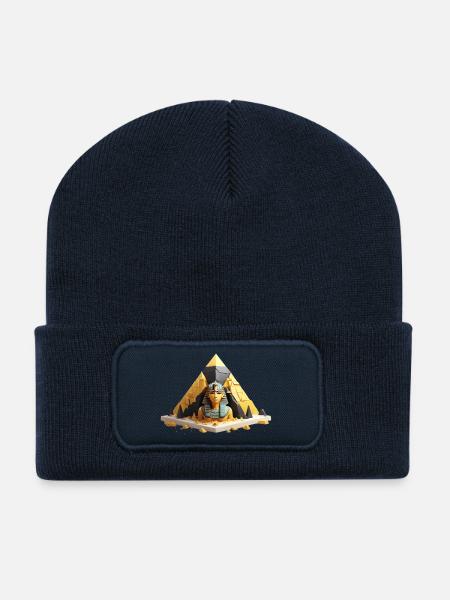 Pharao Schwarz-Gold – Ägypten Diorama - Recycelte Patch Beanie - French Navy
