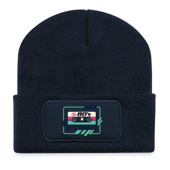 Lustiges 80er-Jahre-Kassetten-Retro-Mixtape 90er-Throwback - Recycelte Patch Beanie - French Navy - Vorne