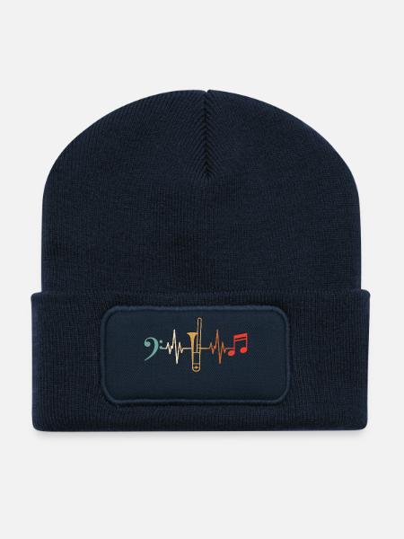 Posaunist Herzschlag-Posaune - Recycelte Patch Beanie - French Navy