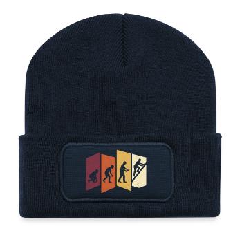 Dachdecker Evolution Retro Handwerk Beruf Spruch - Recycelte Patch Beanie - French Navy - Vorne