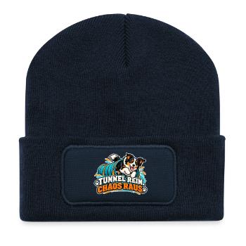 Tunnel Rein Chaos Raus – Hundedesign - Recycelte Patch Beanie - French Navy - Vorne
