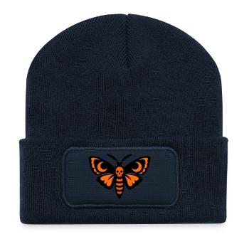Totenkopfschwaermer Motte Logo - Recycelte Patch Beanie - French Navy - Vorne